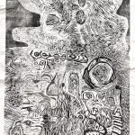 Druck auf PVC-Rest eines Fußbodenbelags