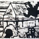 Holzdruck auf antikem Tuch