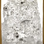 Pigmentstift auf antikem Betttuch